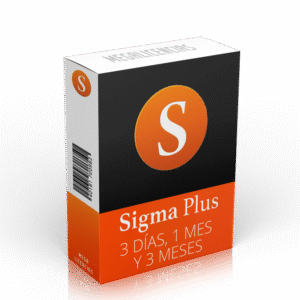 Icono o clave de licencia para Sigma Plus con opciones de duración de 3 días, 1 mes o 3 meses.