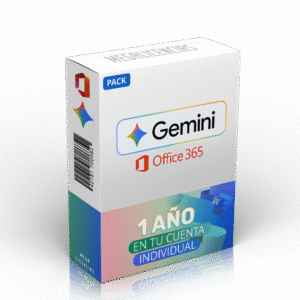 Icono o clave de licencia para Gemini y Office 365 con opción de duración de 1 año.